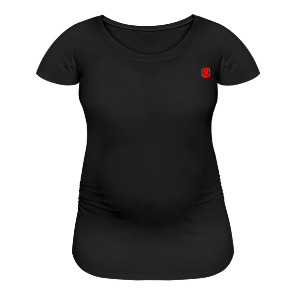 Women’s Maternity T-Shirt  WITH  RED LOGO - black