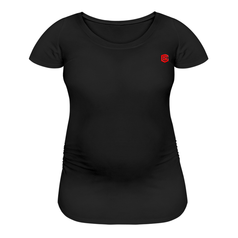 Women’s Maternity T-Shirt  WITH  RED LOGO - black