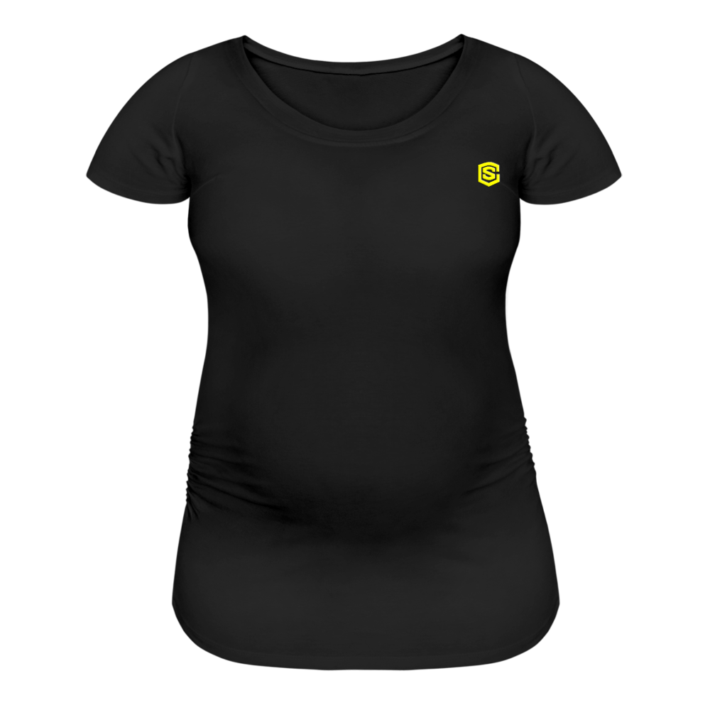 Women’s Maternity T-Shirt  WITH YELLOW  LOGO - black