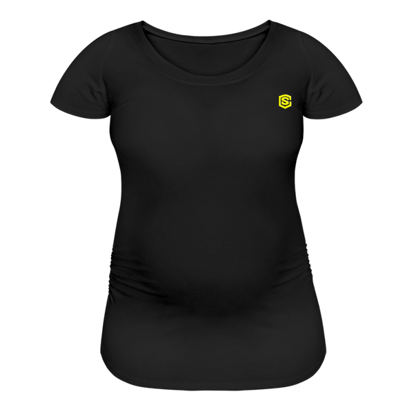 Women’s Maternity T-Shirt  WITH YELLOW  LOGO - black