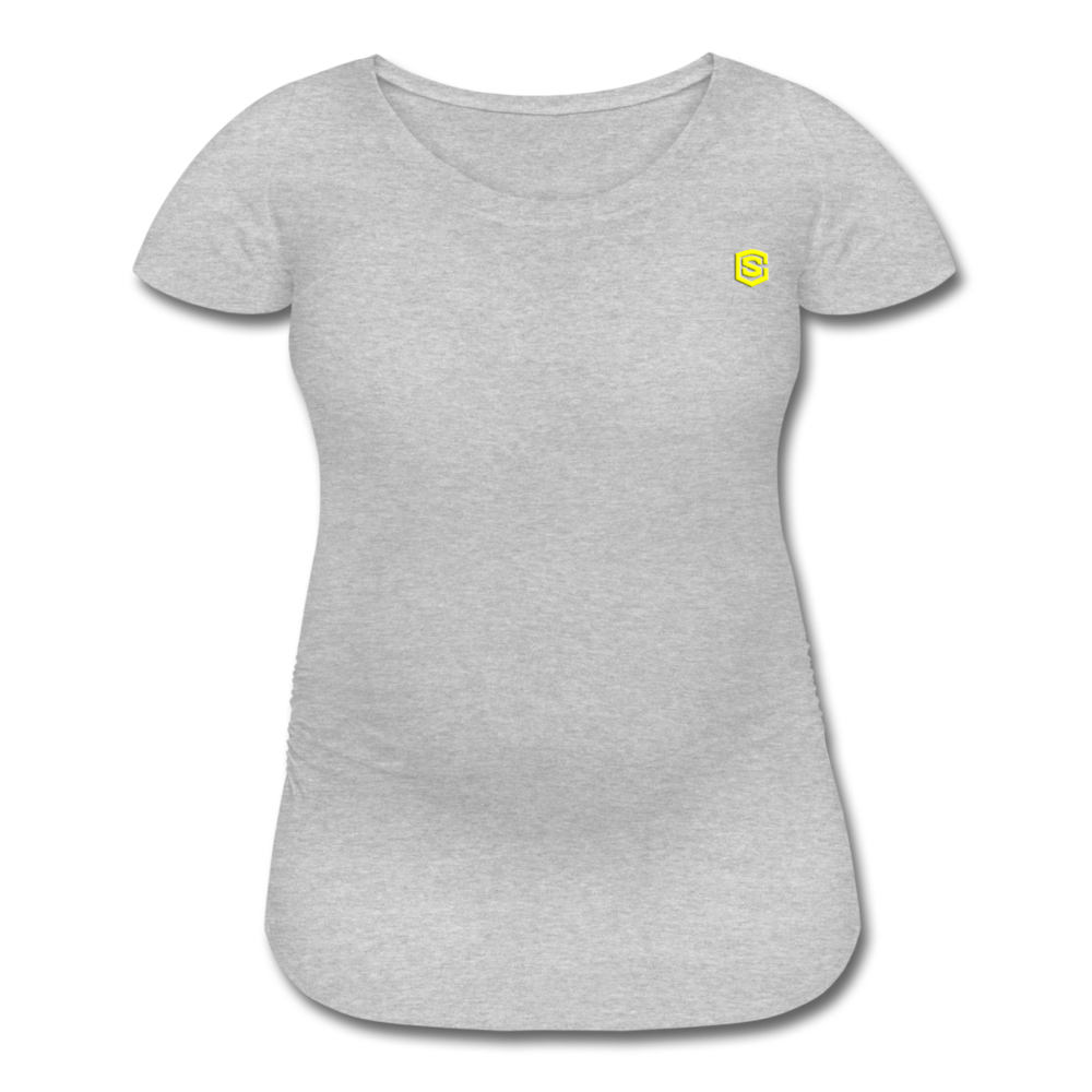 Women’s Maternity T-Shirt  WITH YELLOW  LOGO - heather gray