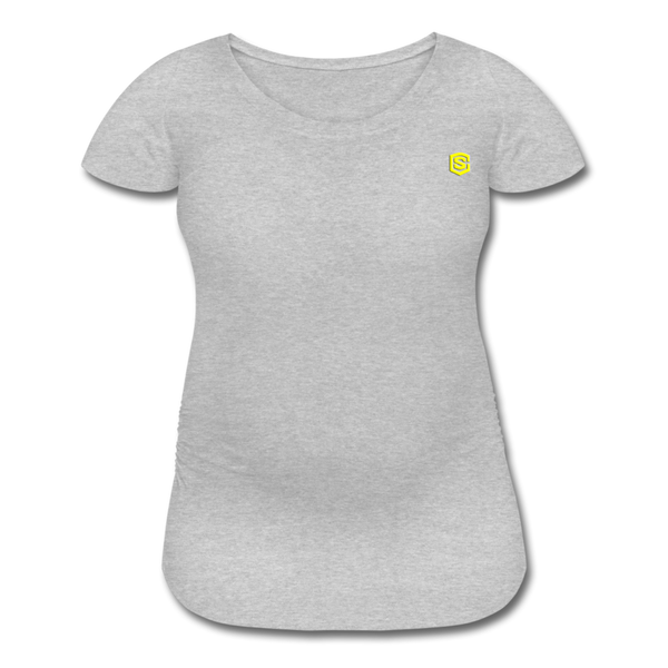 Women’s Maternity T-Shirt  WITH YELLOW  LOGO - heather gray