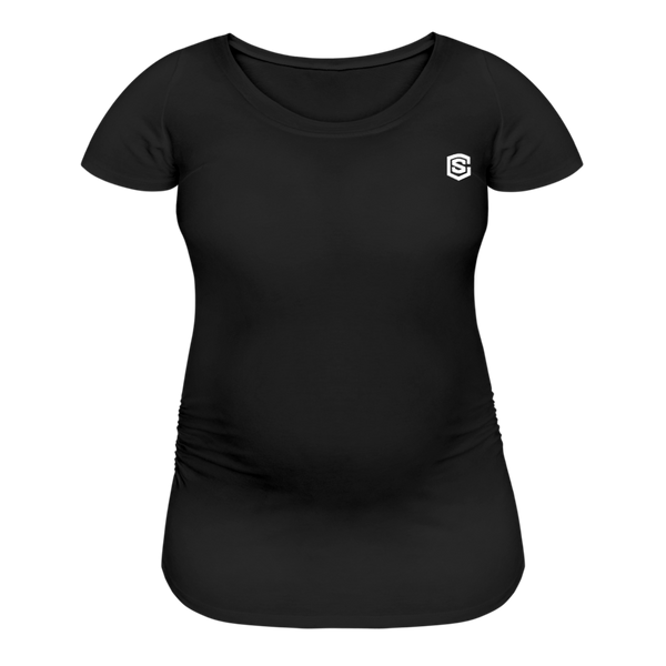 Women’s Maternity T-Shirt  WITH  WHITE LOGO - black