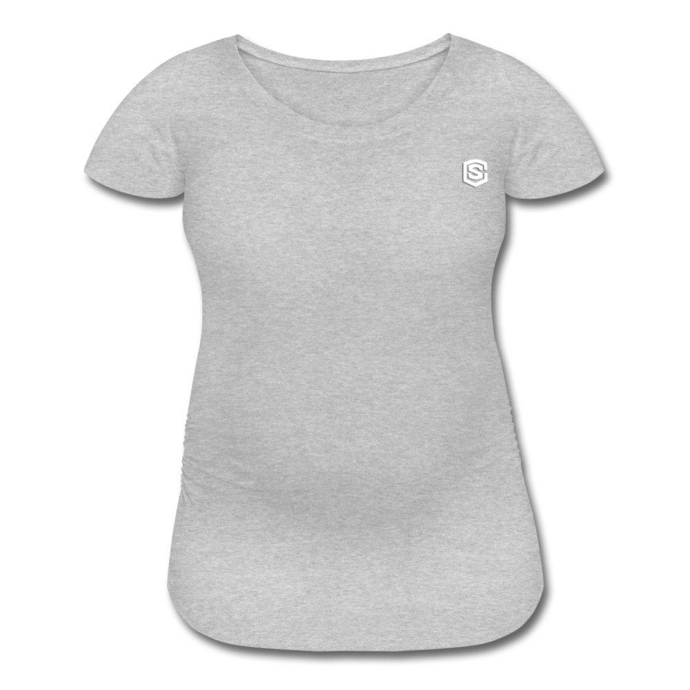 Women’s Maternity T-Shirt  WITH  WHITE LOGO - heather gray