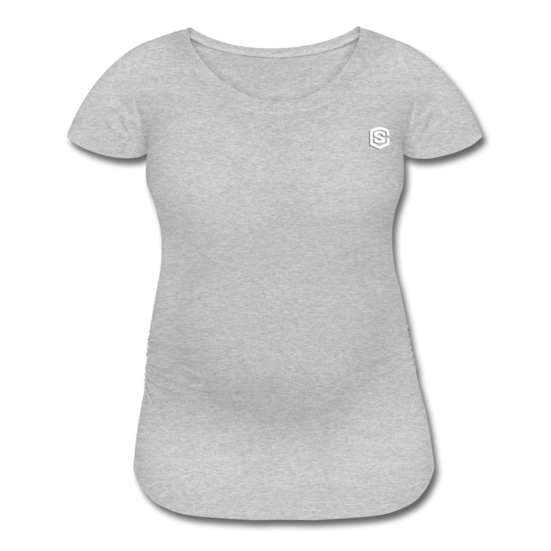 Women’s Maternity T-Shirt  WITH  WHITE LOGO - heather gray