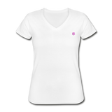 Women's V-Neck T-Shirt WITH PINK LOGO - white