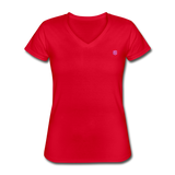 Women's V-Neck T-Shirt WITH PINK LOGO - red