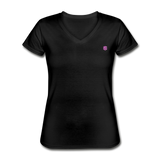 Women's V-Neck T-Shirt WITH PINK LOGO - black