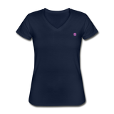 Women's V-Neck T-Shirt WITH PINK LOGO - navy