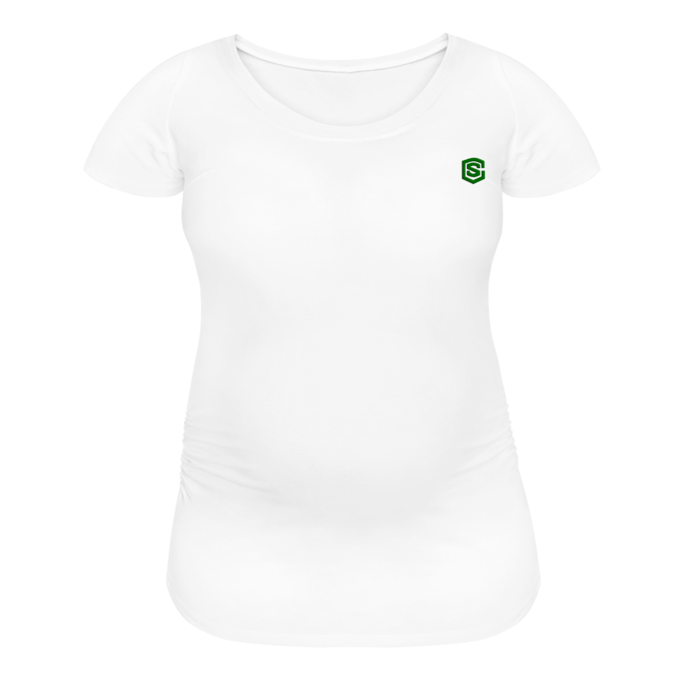 Women’s Maternity T-Shirt  WITH  GREEN LOGO - white