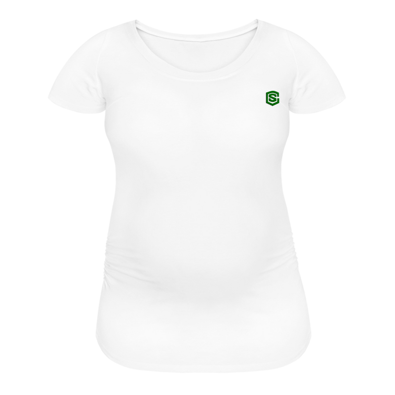 Women’s Maternity T-Shirt  WITH  GREEN LOGO - white