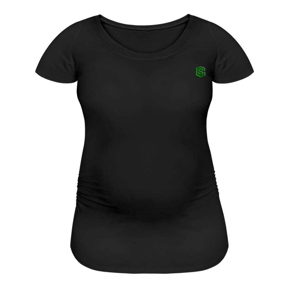 Women’s Maternity T-Shirt  WITH  GREEN LOGO - black