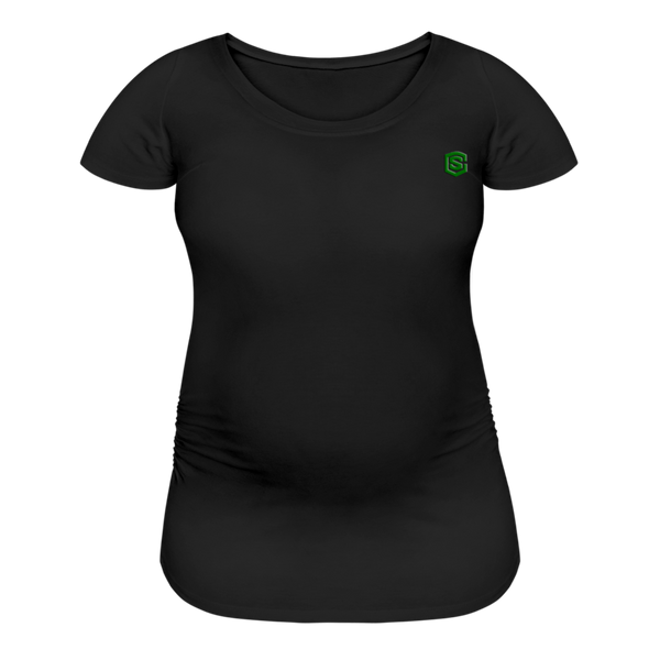 Women’s Maternity T-Shirt  WITH  GREEN LOGO - black