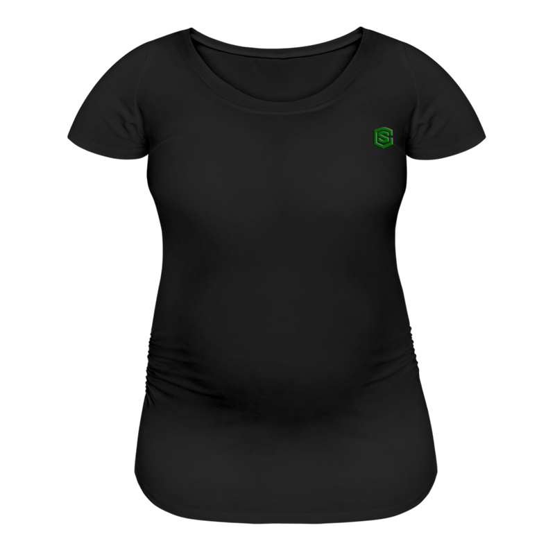 Women’s Maternity T-Shirt  WITH  GREEN LOGO - black