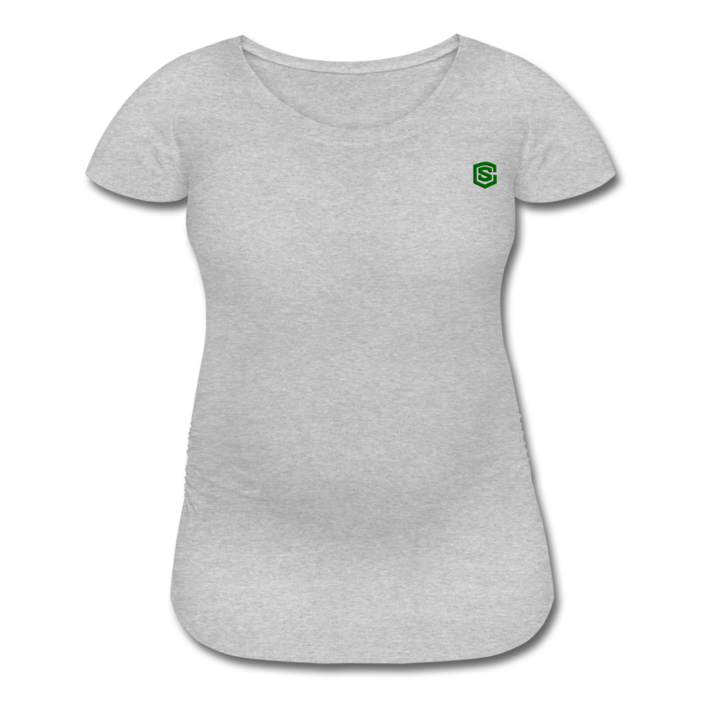 Women’s Maternity T-Shirt  WITH  GREEN LOGO - heather gray