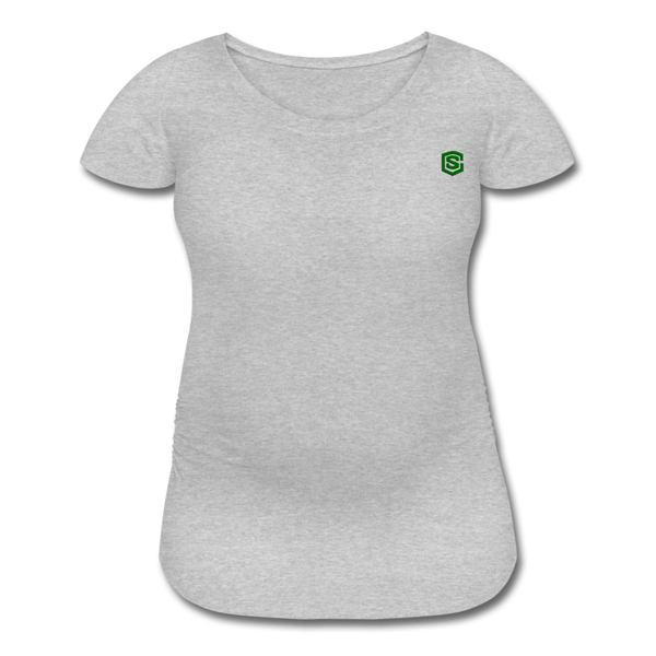 Women’s Maternity T-Shirt  WITH  GREEN LOGO - heather gray