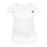 Women’s Maternity T-Shirt  WITH  BLUE LOGO - white