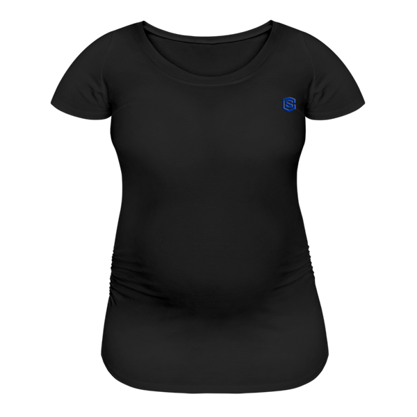 Women’s Maternity T-Shirt  WITH  BLUE LOGO - black