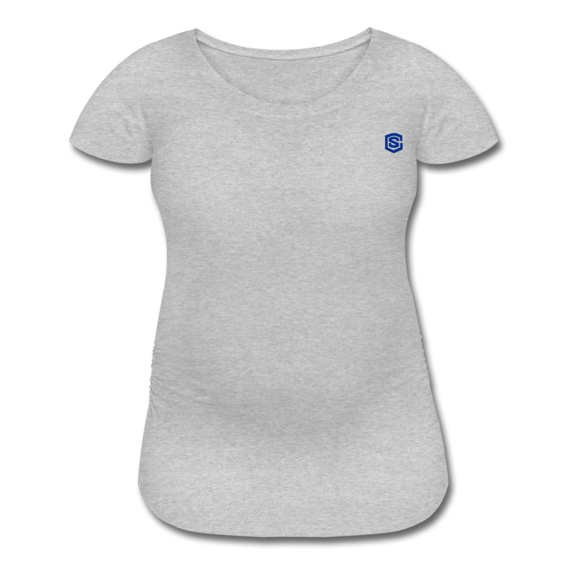 Women’s Maternity T-Shirt  WITH  BLUE LOGO - heather gray