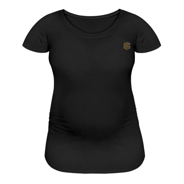 Women’s Maternity T-Shirt  WITH BROWN  LOGO - black