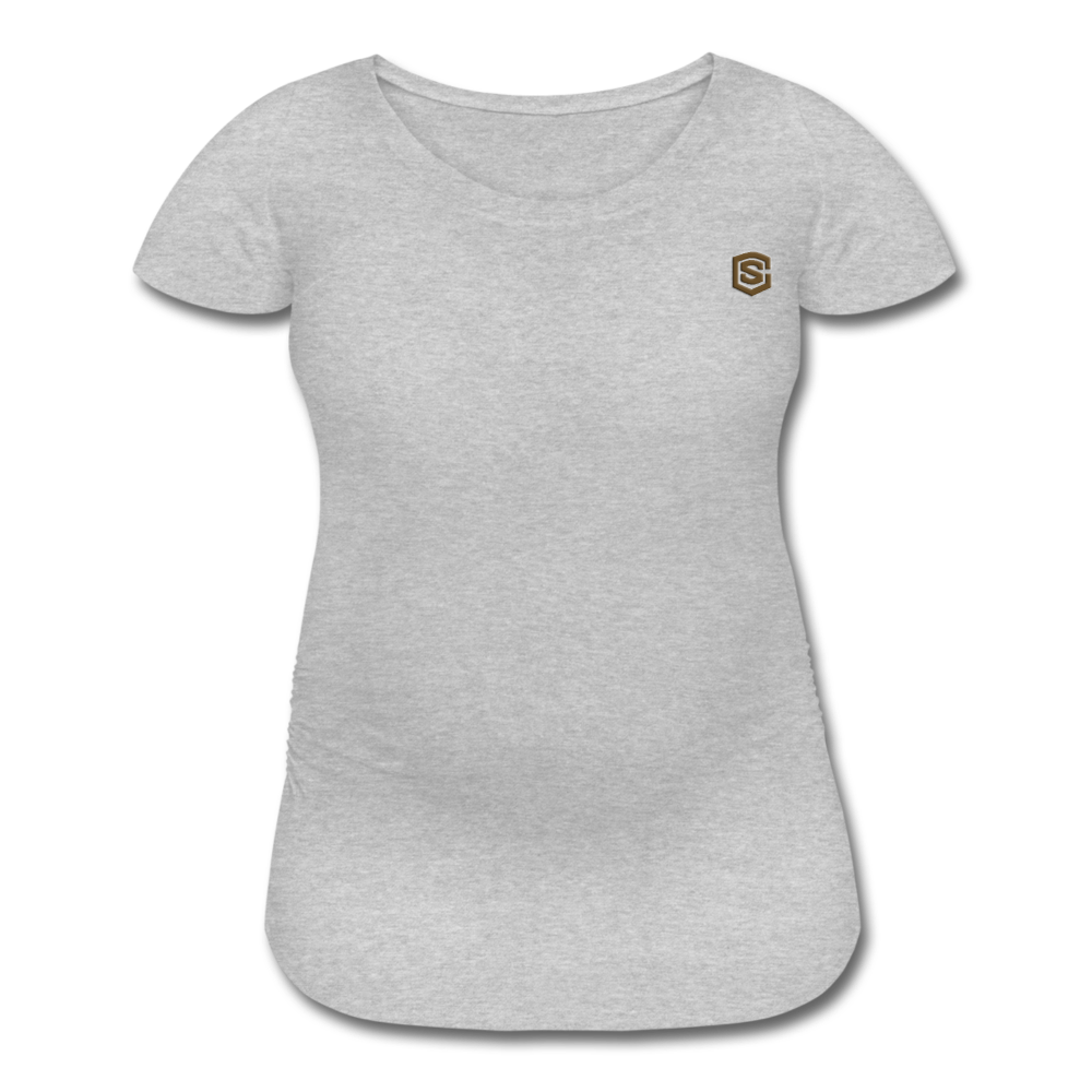 Women’s Maternity T-Shirt  WITH BROWN  LOGO - heather gray