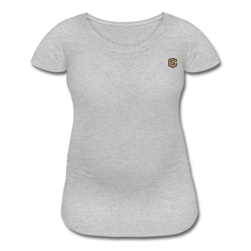 Women’s Maternity T-Shirt  WITH BROWN  LOGO - heather gray