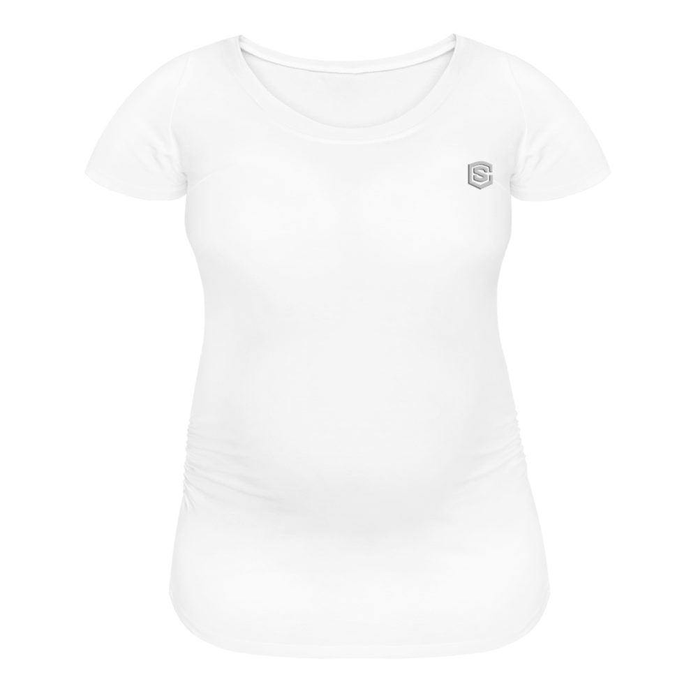 Women’s Maternity T-Shirt  WITH  SILIVER LOGO - white