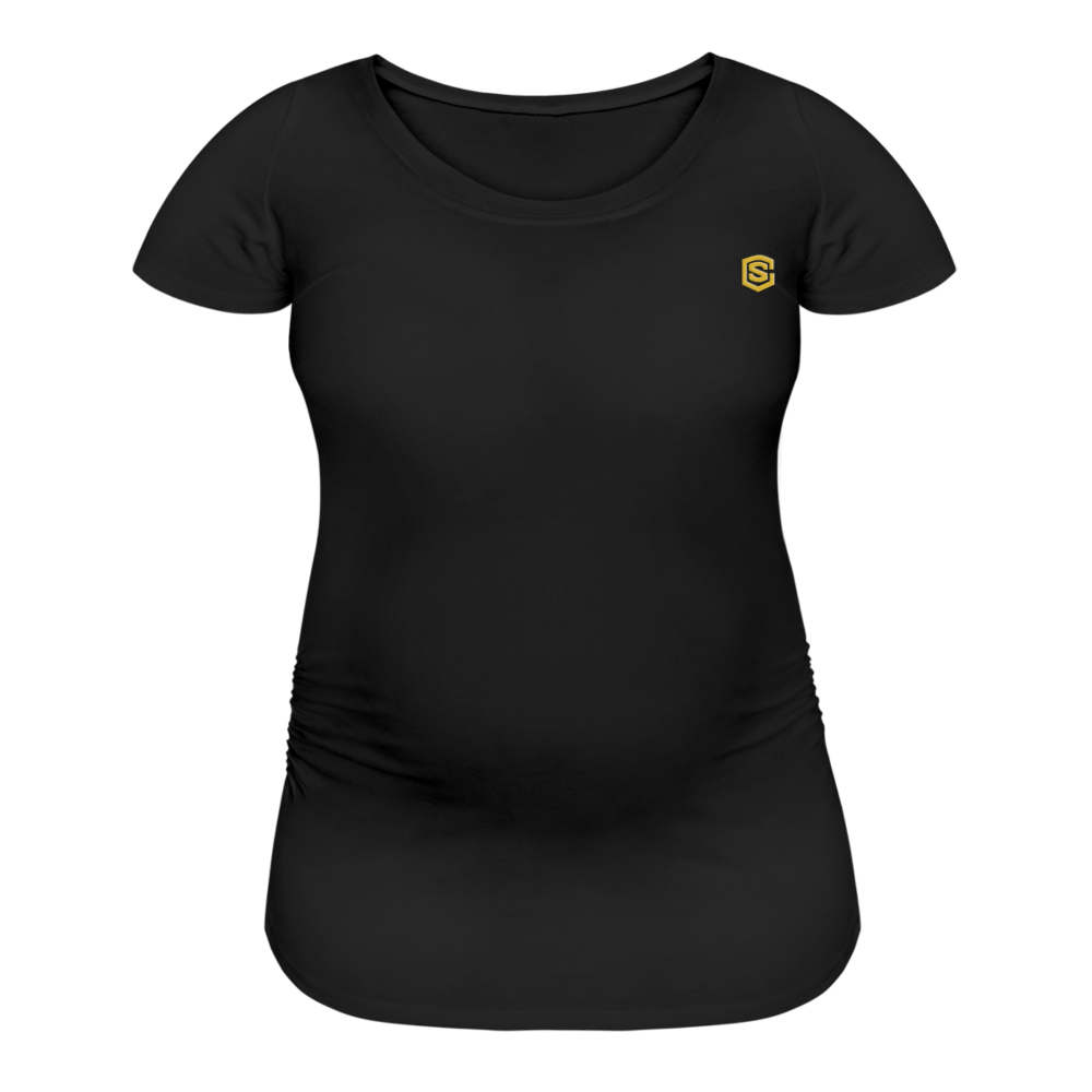 Women’s Maternity T-Shirt  WITH  GOLD LOGO - black