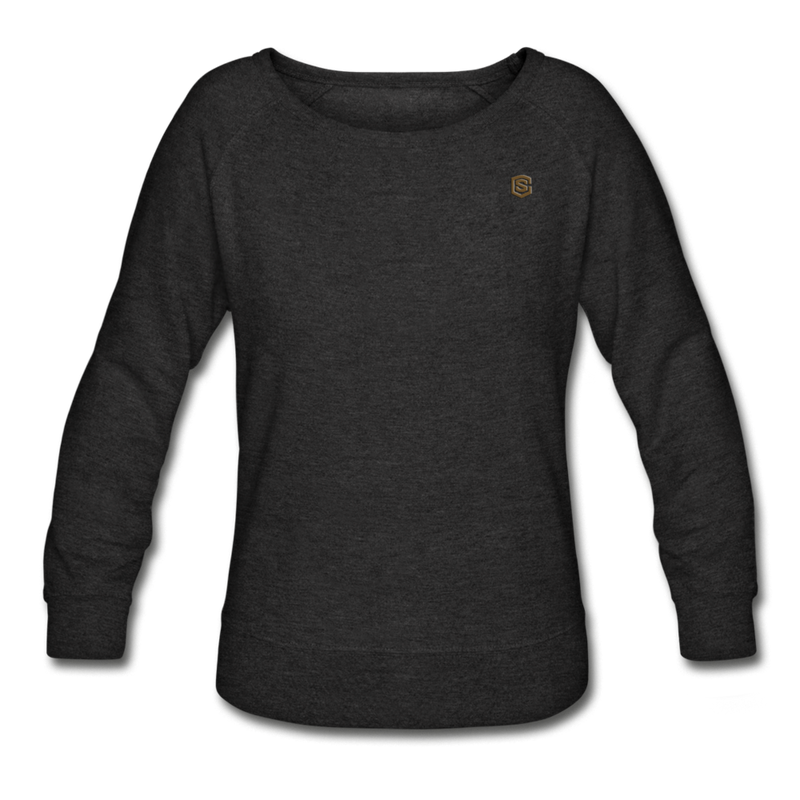 Women’s Crewneck Sweatshirt  WITH  BROWN LOGO - heather black