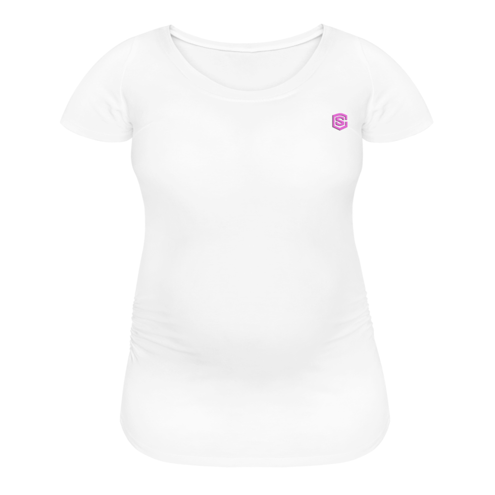 Women’s Maternity T-Shirt  WITH  PINK LOGO - white