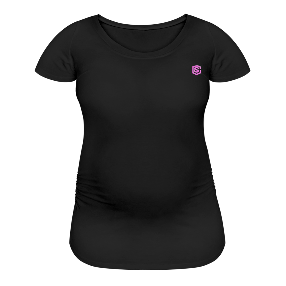 Women’s Maternity T-Shirt  WITH  PINK LOGO - black