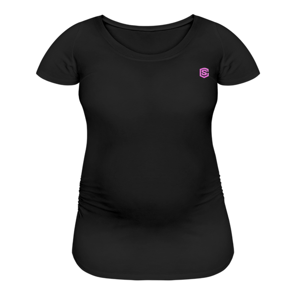 Women’s Maternity T-Shirt  WITH  PINK LOGO - black