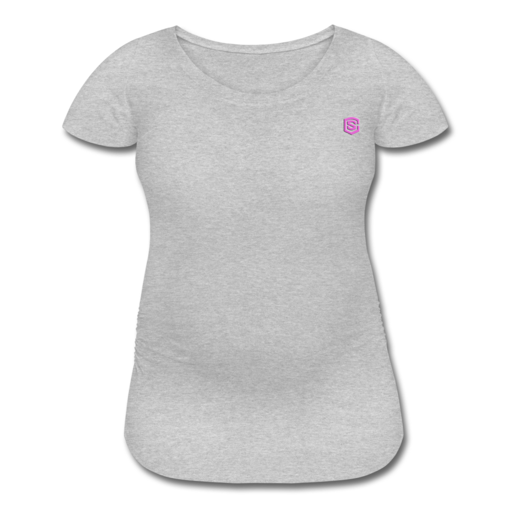 Women’s Maternity T-Shirt  WITH  PINK LOGO - heather gray
