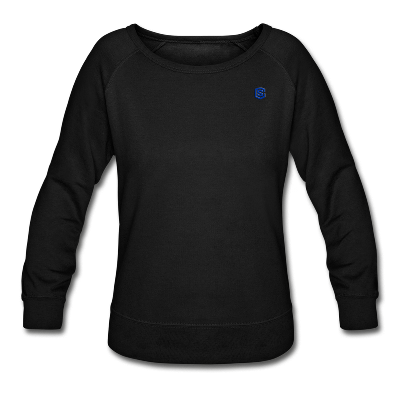 Women’s Crewneck Sweatshirt  WITH BLUE  LOGO - black