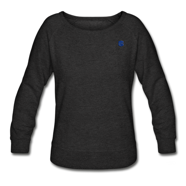 Women’s Crewneck Sweatshirt  WITH BLUE  LOGO - heather black