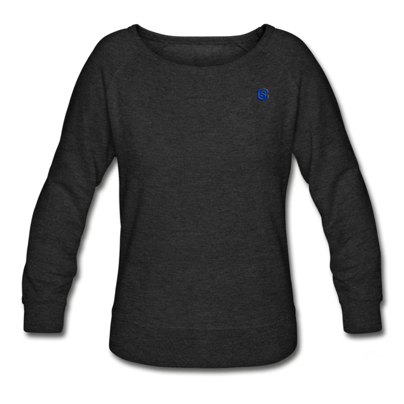 Women’s Crewneck Sweatshirt  WITH BLUE  LOGO - heather black