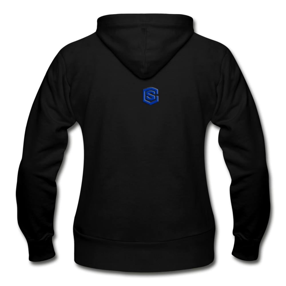 Gildan Heavy Blend Women's Zip Hoodie  WITH BLUE  LOGO - black