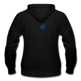 Gildan Heavy Blend Women's Zip Hoodie  WITH BLUE  LOGO - black