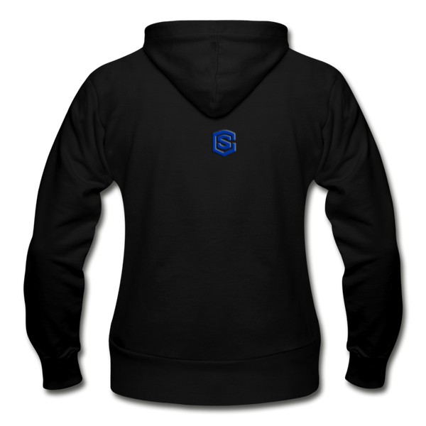 Gildan Heavy Blend Women's Zip Hoodie  WITH BLUE  LOGO - black