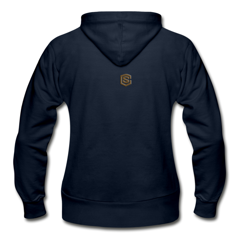 Gildan Heavy Blend Women's Zip Hoodie  WITH BROWN  LOGO - navy