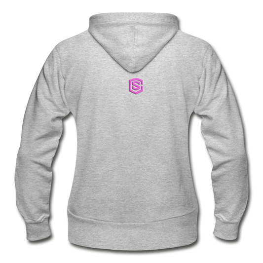 Gildan Heavy Blend Women's Zip Hoodie WITH  PINK  LOGO - heather gray