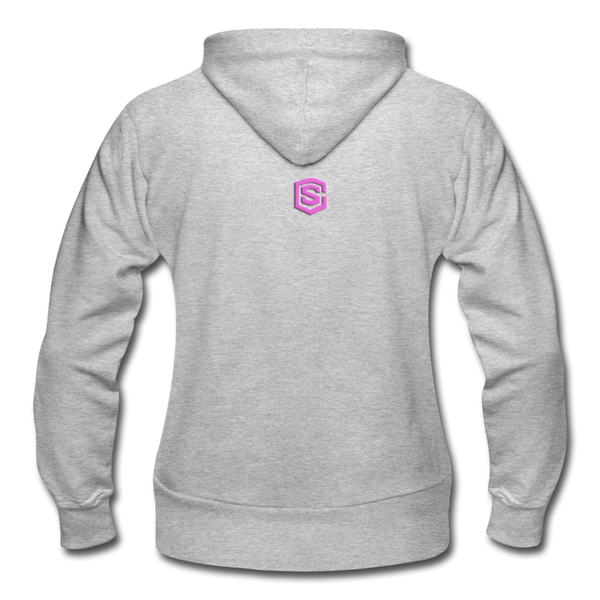 Gildan Heavy Blend Women's Zip Hoodie WITH  PINK  LOGO - heather gray