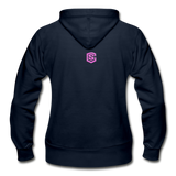 Gildan Heavy Blend Women's Zip Hoodie WITH  PINK  LOGO - navy