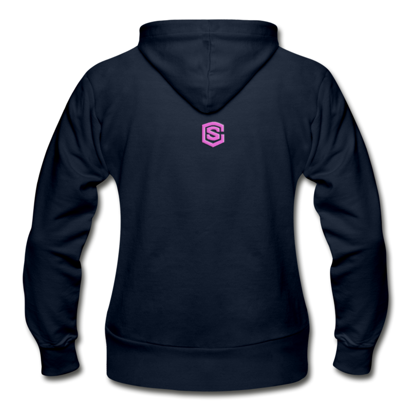 Gildan Heavy Blend Women's Zip Hoodie WITH  PINK  LOGO - navy