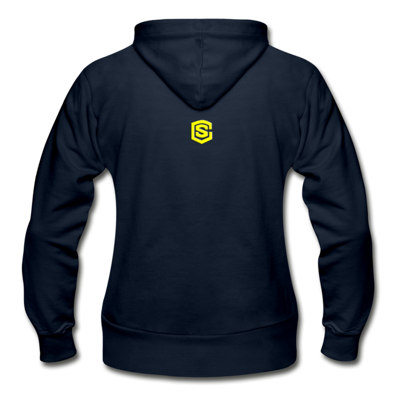 Gildan Heavy Blend Women's Zip Hoodie  WITH YELLOW LOGO - navy