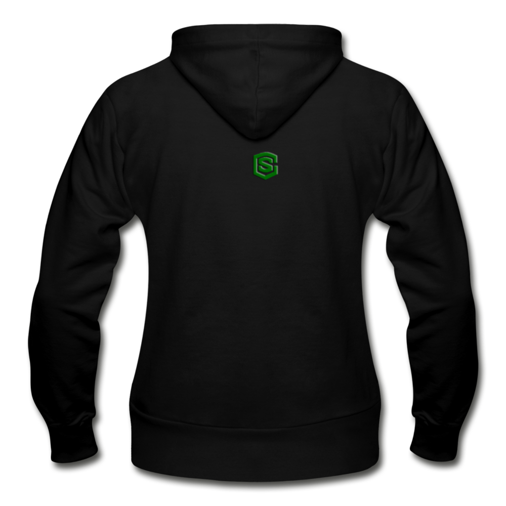 Gildan Heavy Blend Women's Zip Hoodie  WITH GREEN  LOGO - black