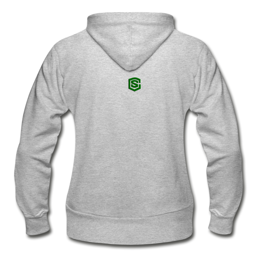 Gildan Heavy Blend Women's Zip Hoodie  WITH GREEN  LOGO - heather gray