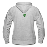 Gildan Heavy Blend Women's Zip Hoodie  WITH GREEN  LOGO - heather gray