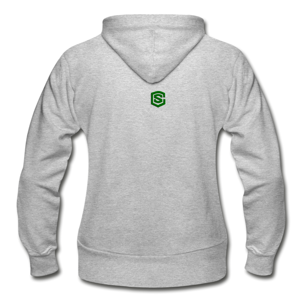 Gildan Heavy Blend Women's Zip Hoodie  WITH GREEN  LOGO - heather gray