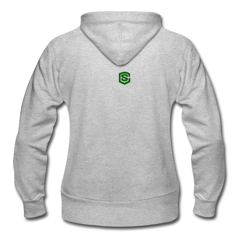 Gildan Heavy Blend Women's Zip Hoodie  WITH GREEN  LOGO - heather gray